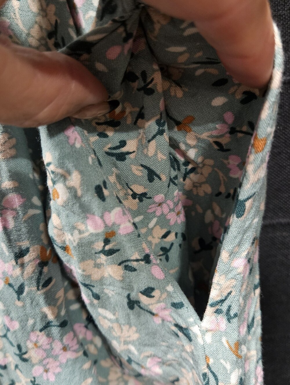 AS U WISH Floral Jumpsuit Sage Green Wide Leg Sweetheart Tie Front Small - Picture 5 of 9